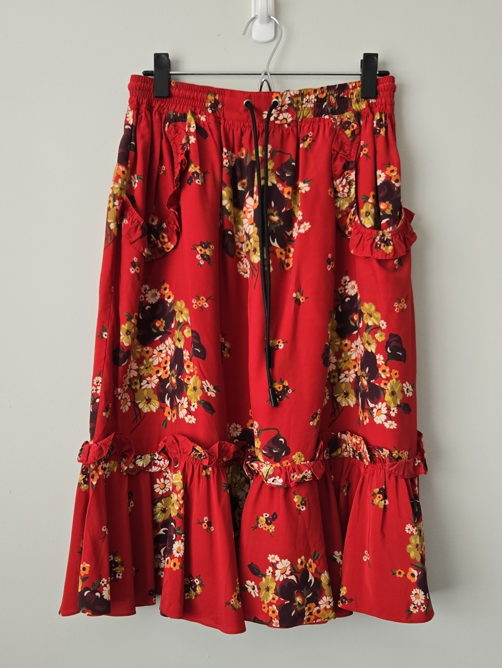 Coach Daisy Ruffle Midi Skirt With Drawstring